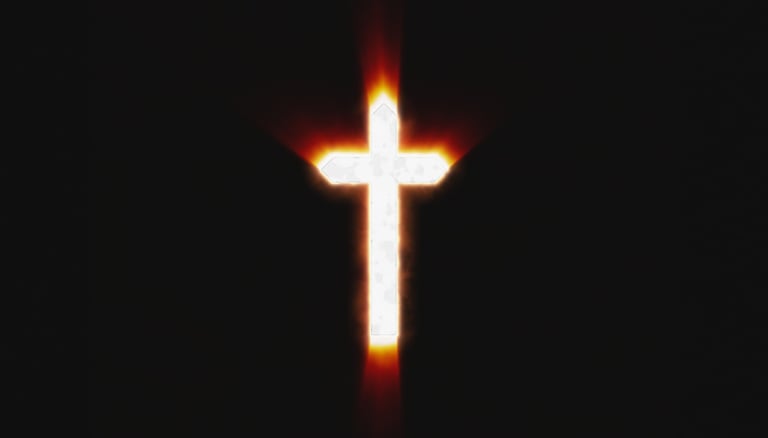 Illustration of a Christian cross shining brightly